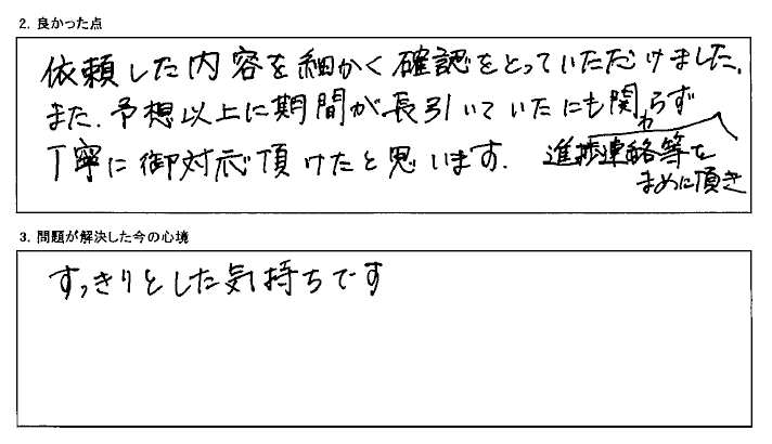 まめに連絡をいただき対応も丁寧でした